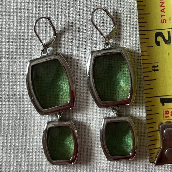 Anne Klein Green Silver Drop Earrings - Picture 4 of 4